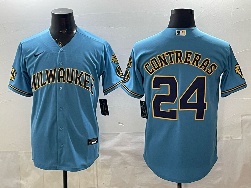 Men 2026 Milwaukee Brewers #24 Contreras blue Game Nike MLB Jersey 0403004->milwaukee brewers->MLB Jersey